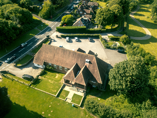 Arial view of the hall.